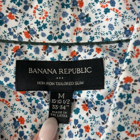 Banana Republic Floral Non-Iron Slim Fit Button-Up Shirt Men’s Medium - Picture 3 of 7